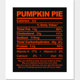 Pumpkin Pie Nutritional Information Thanksgiving Posters and Art
